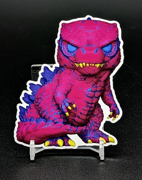 Godzilla in a Bottle (pink) Sticker for Sale by Herdretta